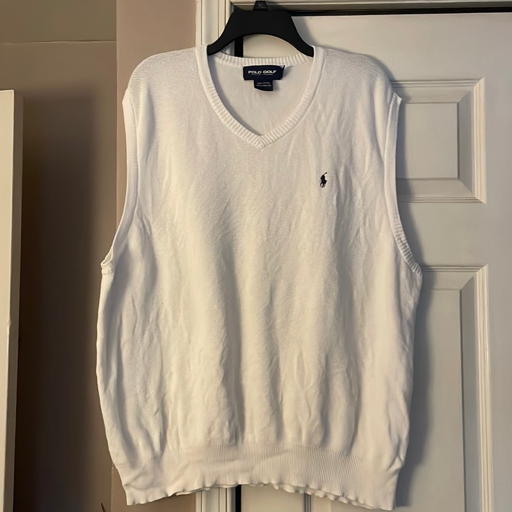 White Polo Golf v neck sleeveless sweater size XXL